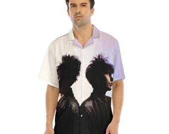 Chemise hawaïenne boutonnée avec chaîne Jésus et Marie imprimée sur toute la surface, série Rock Bands