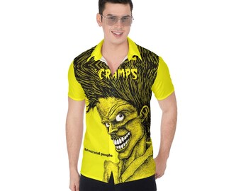 Chemise hawaïenne boutonnée The Cramps, imprimé intégral, série Rock Bands