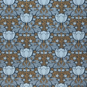 Art Nouveau Vintage Wallpaper Full Roll Funky Bohemian Wall Decor Available in 2 Different Colors Blue