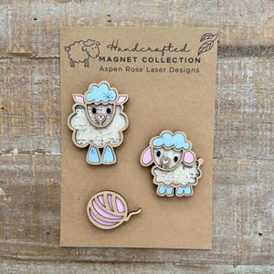 Whimsical Wood Sheep Magnet Collection, Sheep Accessories, Sheep Decor, Cute Sheep Magnet, Sheep Magnet, Fridge Magnets, Sheep Lover Gift