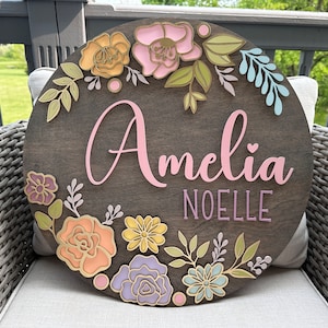 Custom Name Sign, Nursery Name Sign, Boho Nursery Sign, Floral Nursery Sign, Girls Room Decor, Baby Shower, Wood Baby Sign, Baby Name Sign