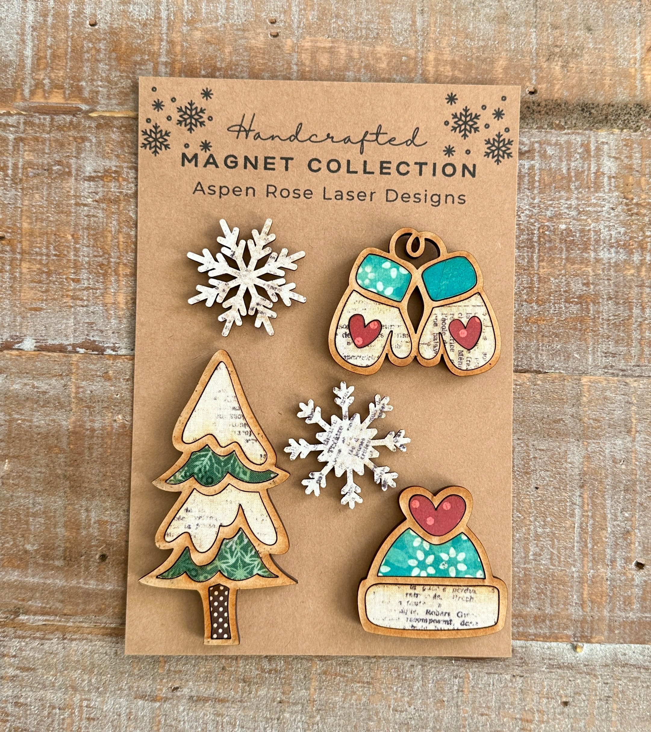 Whimsical Wood Winter Magnet Collection, Winter Magnet, Snow Magnet ...