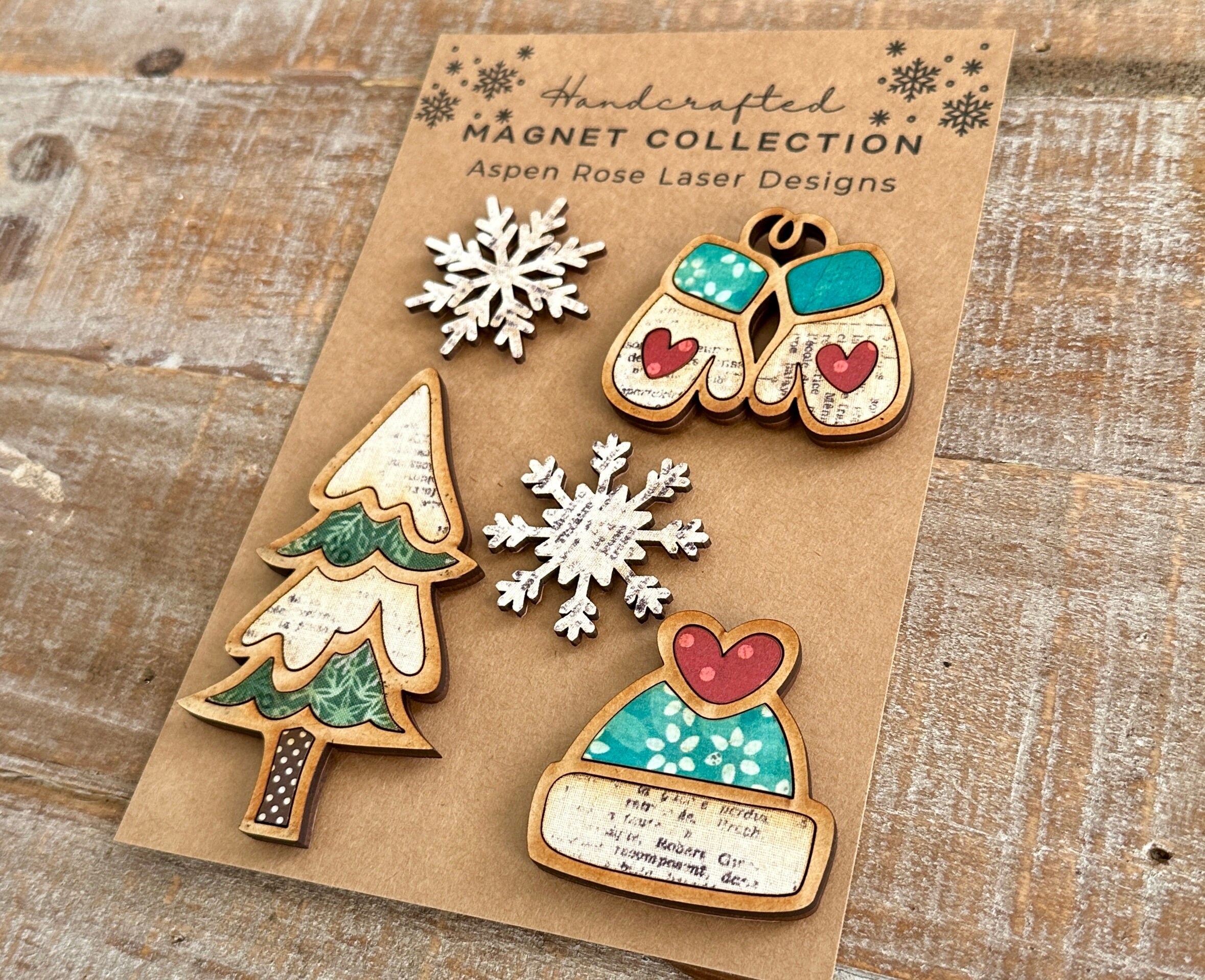 Whimsical Wood Winter Magnet Collection, Winter Magnet, Snow Magnet ...