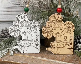 Personalized Cheer Girl Ornament, Personalized cheer ornament, Custom cheer ornament, cheer girl ornament, custom cheerleader ornament
