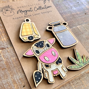 "Typical Cows" Refrigerator Magnets - 5-Pack Brown And White Cow Designs