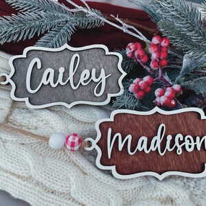 Custom wood stocking tag, gift tag, personalized stocking tags, wood tags, custom ornament, personalized ornament