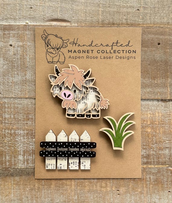 Whimsical Highland Cow Magnet Collection, Highland Cow Decor, Highland Cow Magnets, Fridge Magnets, Highland Cow Lover, Cow Magnets, Magnets