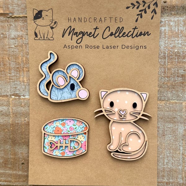 Whimsical Wood Cat Magnet Collection, Cat Accessories, Cat Decor, Cat Magnet, Fridge Magnets, Cat Lover, Kitten Magnets, Cute Cat Magnets