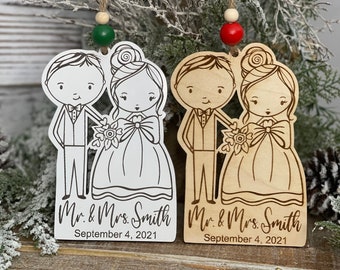 Personalized Wedding Bride and Groom Ornament, Personalized wedding ornament, Custom wedding ornament, Bridal shower ornament, Bride & Groom