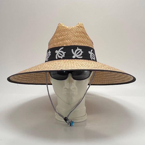 Turtle Straw Hat, overall size 19 x 18, great hat for gardening, fishing or any type of activity under the sun, with an adjustable strap.