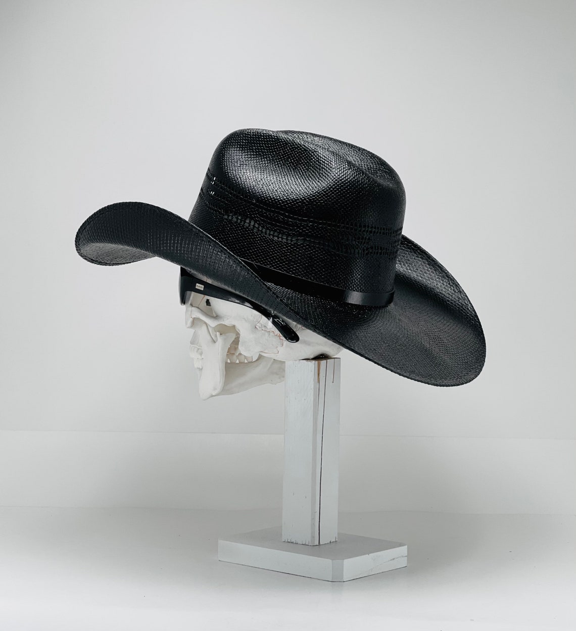 Bullhide Black Cowboy Straw Hat Brim Size 4 Inches Handmade Etsy