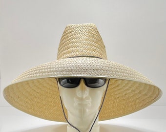 Handmade in Mexico, 7" Wide Brim Straw Hat: Natural Sun Protection, adjustable chin strap, all natural