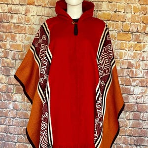 Alpaca wool blend Hooded Unisex poncho from Ecuador, warm, light in weight, superior craftsmanship, one size fits most. Casual or Formal