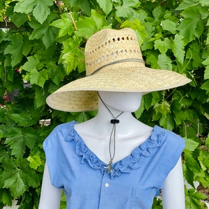 Gardening Natural Straw Hat, Brim size 5.50 in. inside circumference about 23.25 in. overall hat size 18.50x17.50 in. ventilated image 8