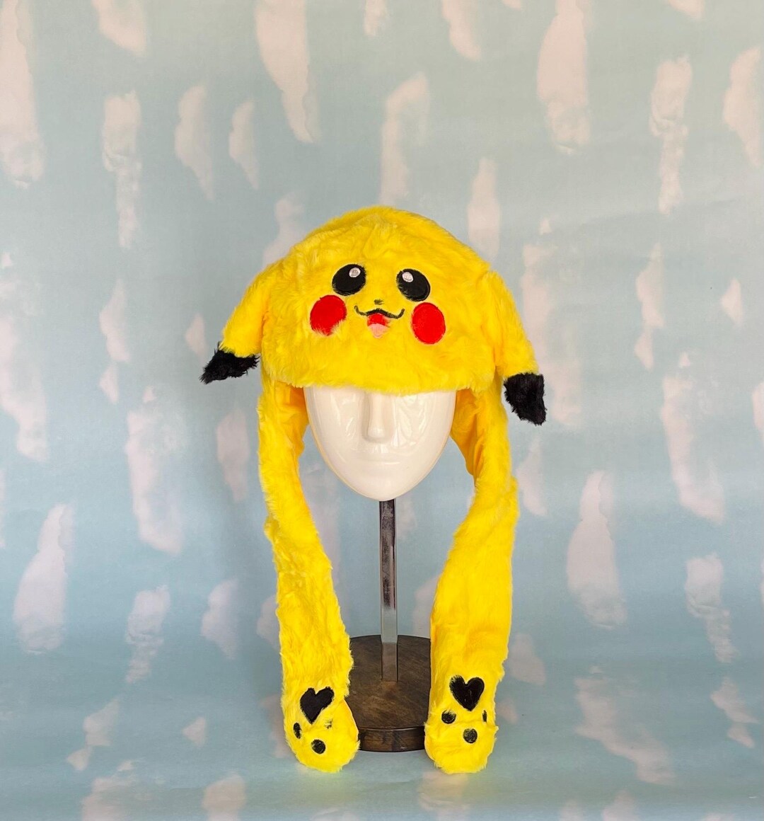 Pokémon Pikachu Plush Hat With Moving Ears Funny Jumping Bunny Ear Caps,  LED Light Up, Floppy Ear Warm Hats for Girls - Main Image