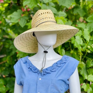 Gardening Natural Straw Hat, Brim size 5.50 in. inside circumference about 23.25 in. overall hat size 18.50x17.50 in. ventilated image 3
