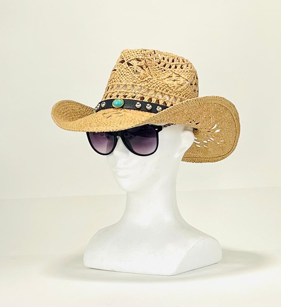 Blue Stone Woven Straw Cowboy Hat Brim Size 3.5 the Inside Etsy