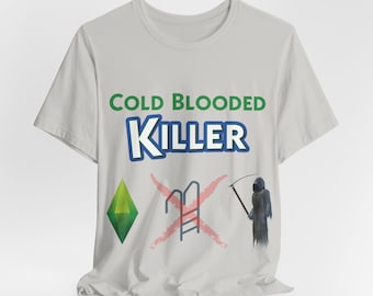 Camiseta de asesino a sangre fría de Los Sims para hombre y mujer, camiseta de Plumbob con escalera de piscina, Halloween nostálgico de los años 90
