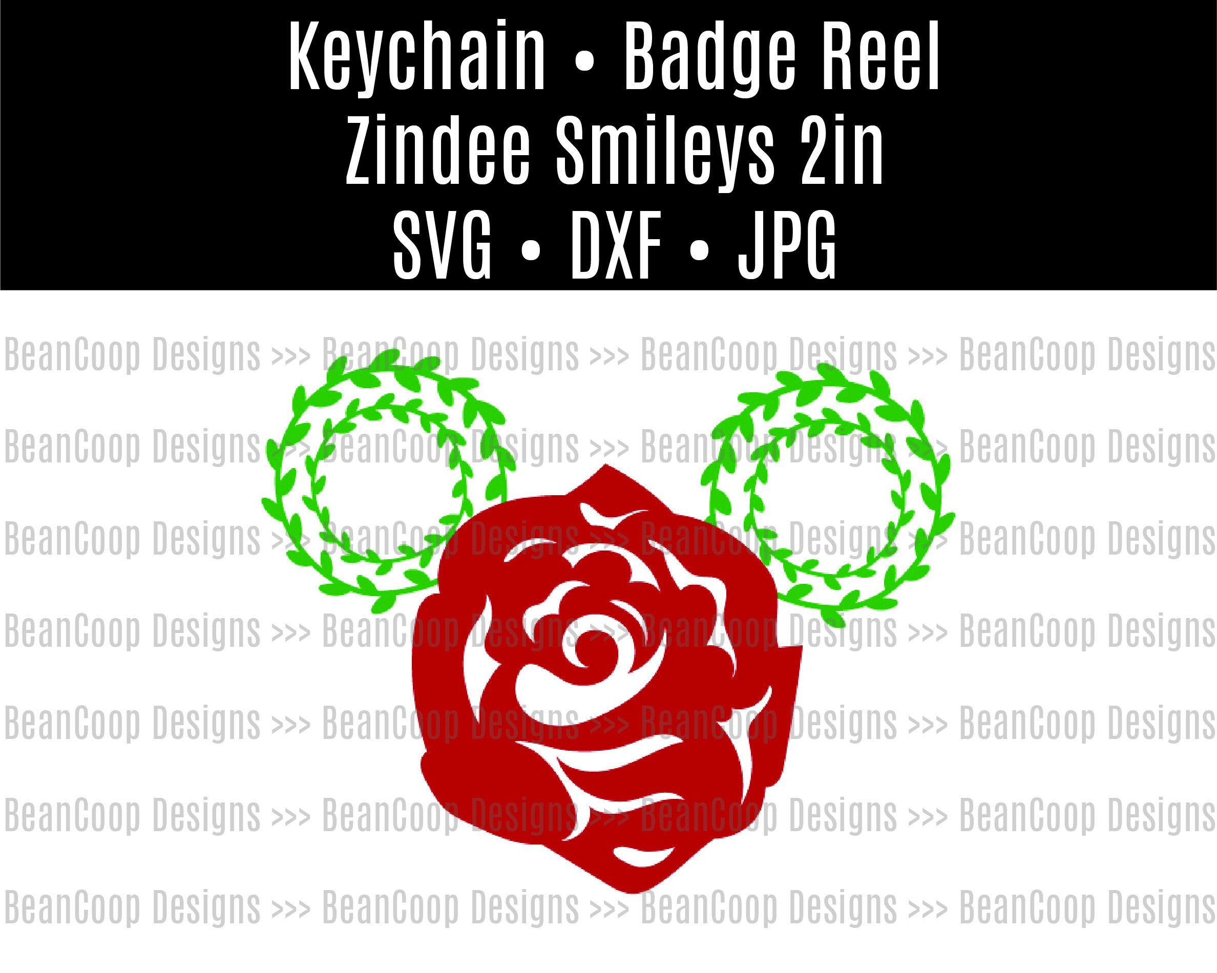 Smileys Mouse Ears Zindee Cut File Belle Keychain Badge Reel Acrylic Blank Magnet