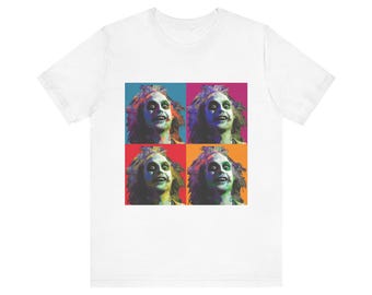 Beetlejuice Warhol Pop Art Camiseta Camisa de Halloween Arco iris Multicolor Vibraciones espeluznantes Otoño Michael Keaton Lydia
