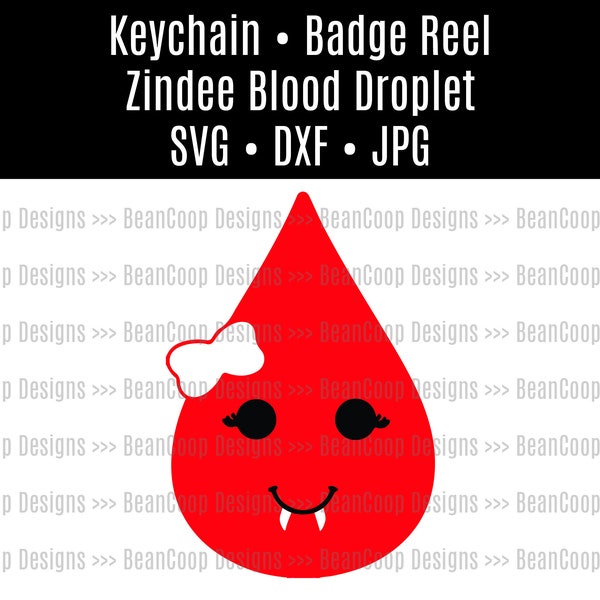 Blood Droplet Zindee Cut File Keychain Badge Reel Acrylic Blank