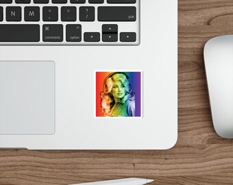 Dolly Parton Die Cut Square Pegatina Hydroflask Portátil Botella de agua Libro Cuaderno Tarjeta de escritorio Regalo Coche SUV Camión Camper Yeti BruMate