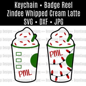 PML (2) Cut Files Portachiavi / Badge Reel Zindee Acrilico Blank Peppermint Mocha Latte Panna Montata Latte Natale