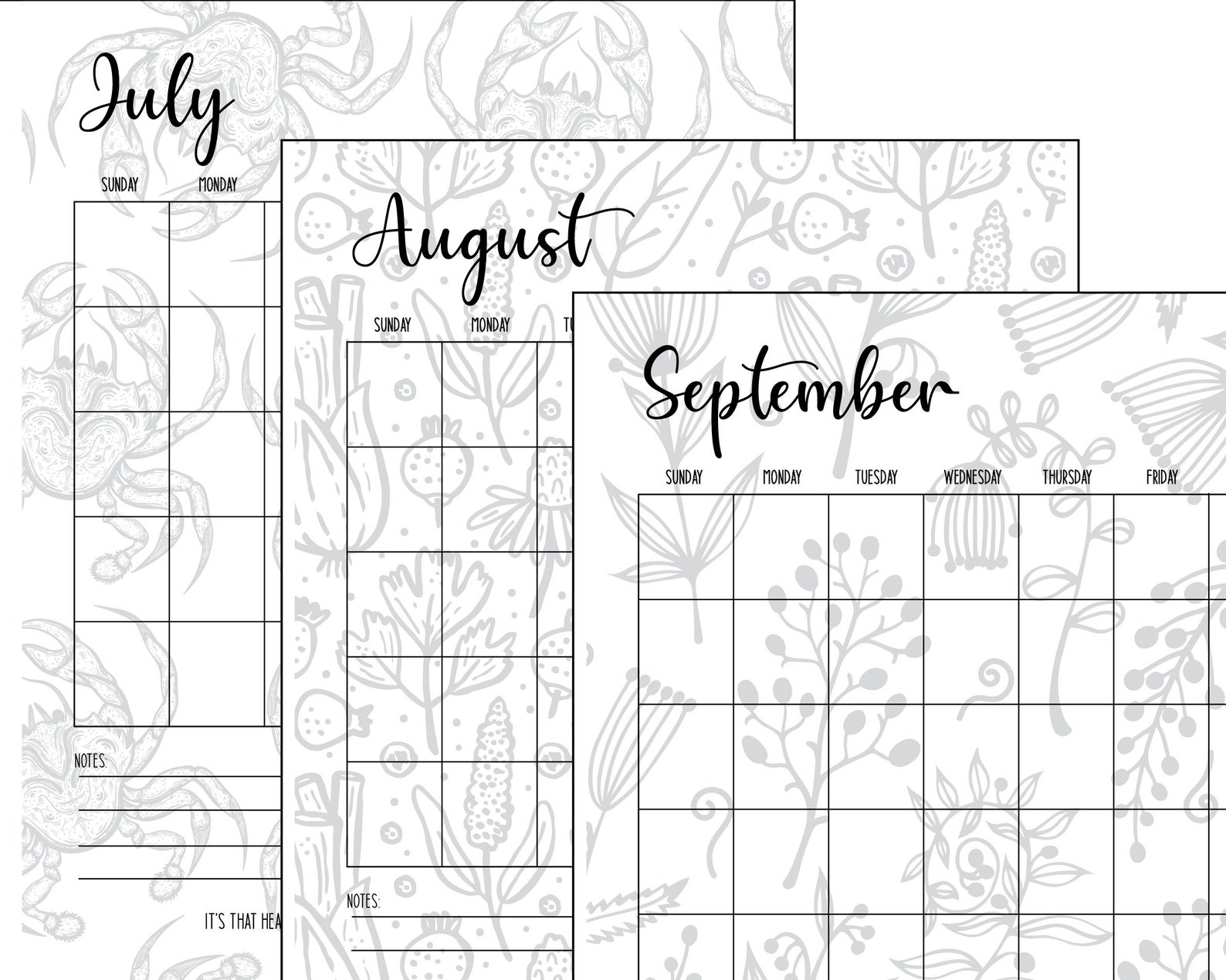 printable-calendar-2022-2023-2024-black-and-white-minimalist-etsy