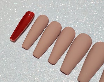 wallpapers Coffin Baddie Red Acrylic Nails Medium red bottom nails etsy