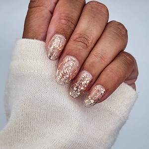 Gold Flake Press On Nails/ Press On Nails/ Gold Nails/ Short Nails/ Fake Nails/ False Nails/ Glue On Nails/ Gift