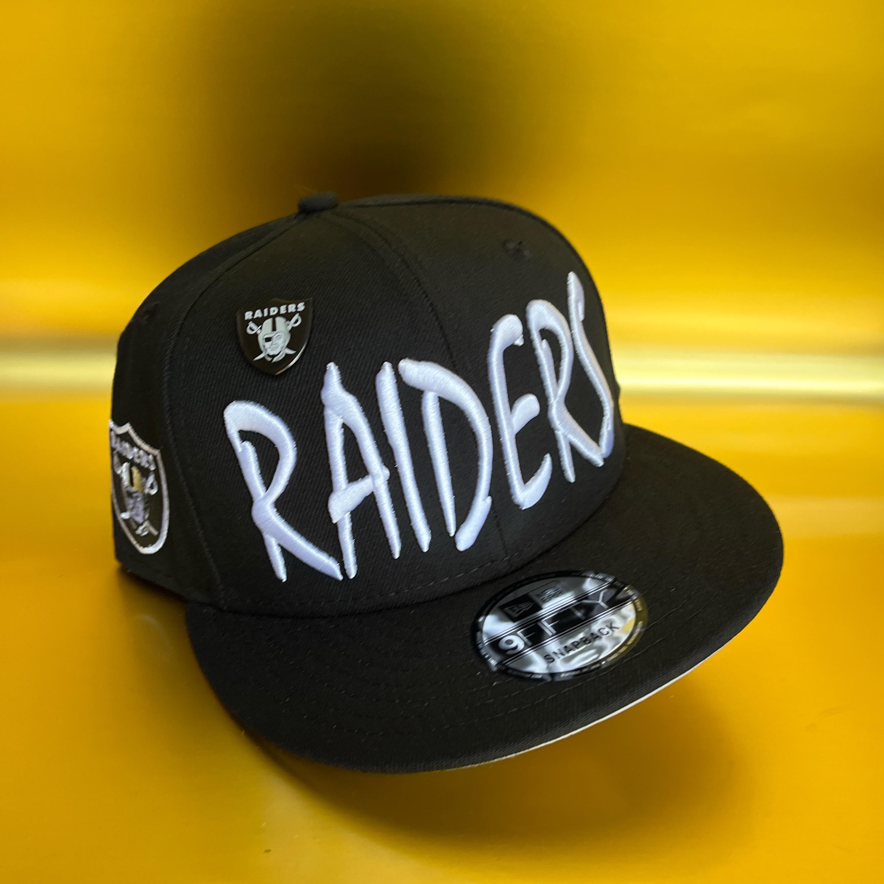 Raiders Black White Tall Text Script New Era 9fifty Snapback - Etsy