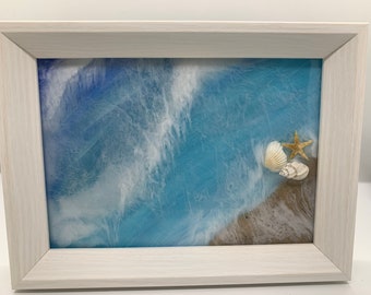 5x7 framed ocean resin art piece