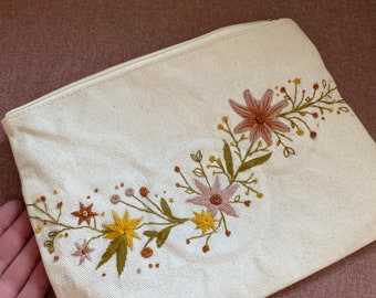 Hand Embroidered Canvas Pouch
