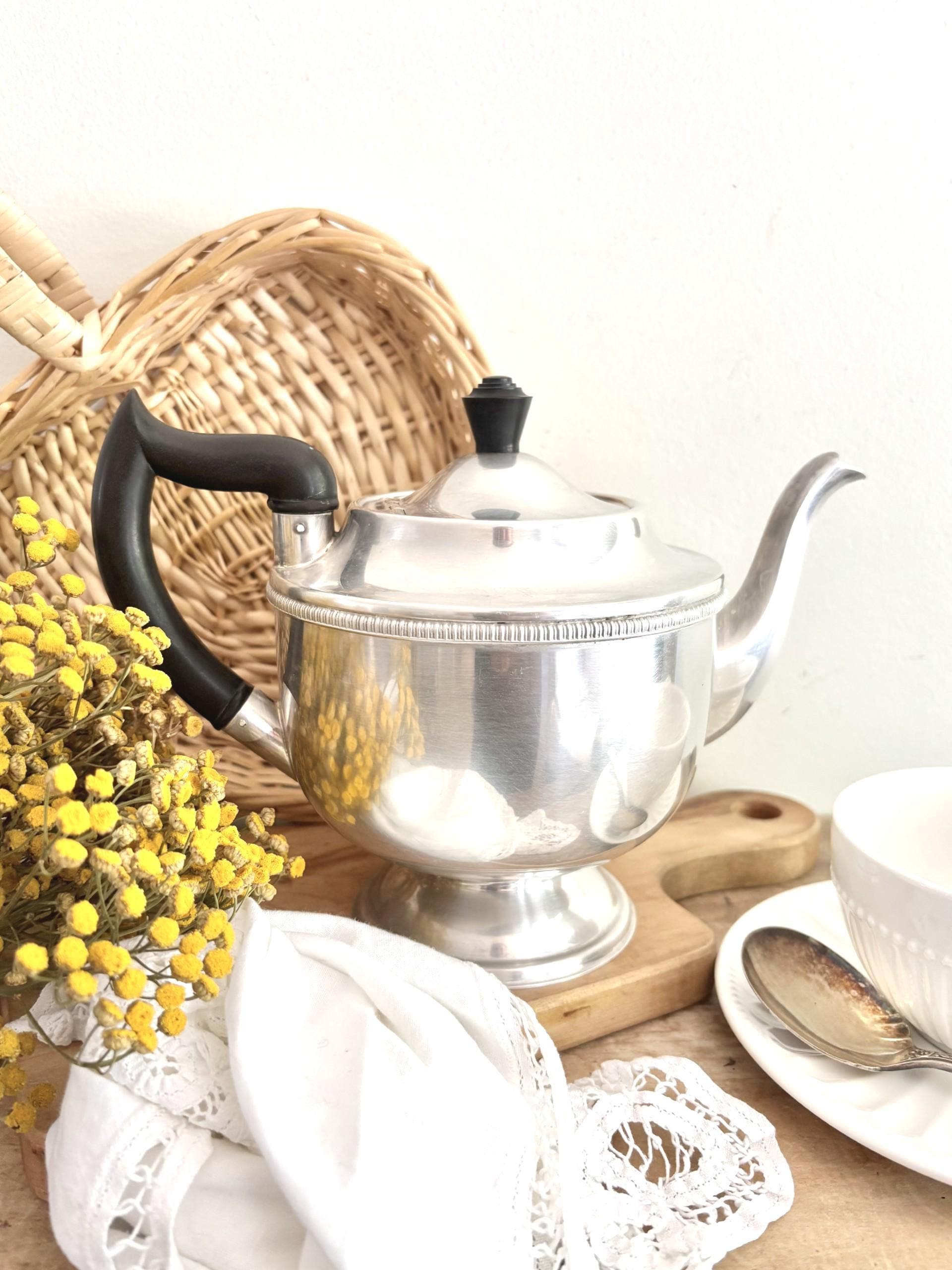 Elégante Cafetière Métal Argenté Style Art Deco Orfèvre Gallia