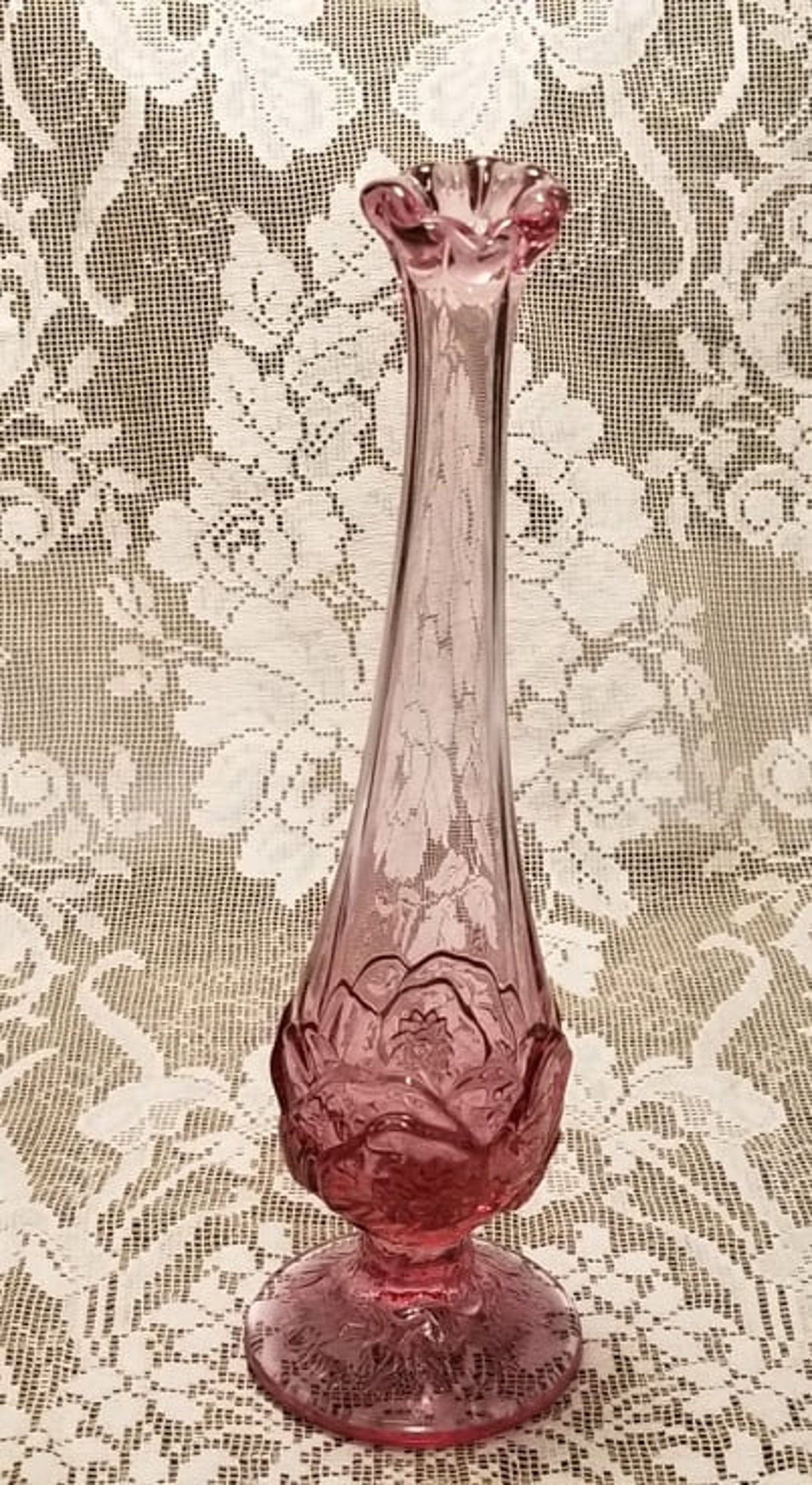 Vintage Fenton Pink Bud Vase Etsy