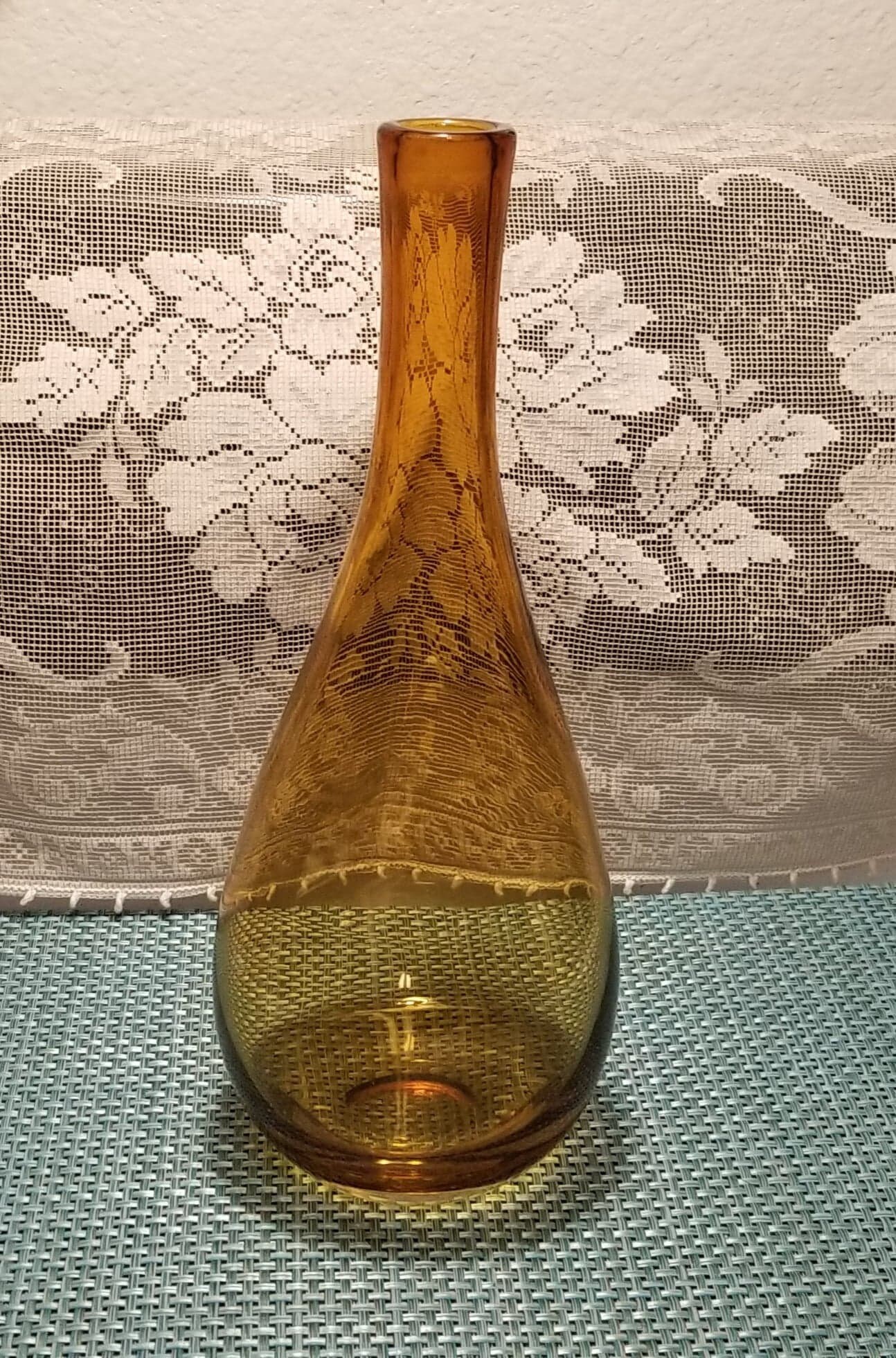 Vase Glass Amber Chunky Vase Vintage Glass Vase Orange Vintage Homeware