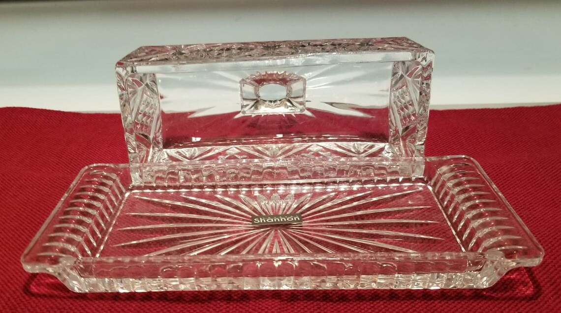 Dublin Crystal Covered Butter Dish Shannon Crystal by Godinger Etsy