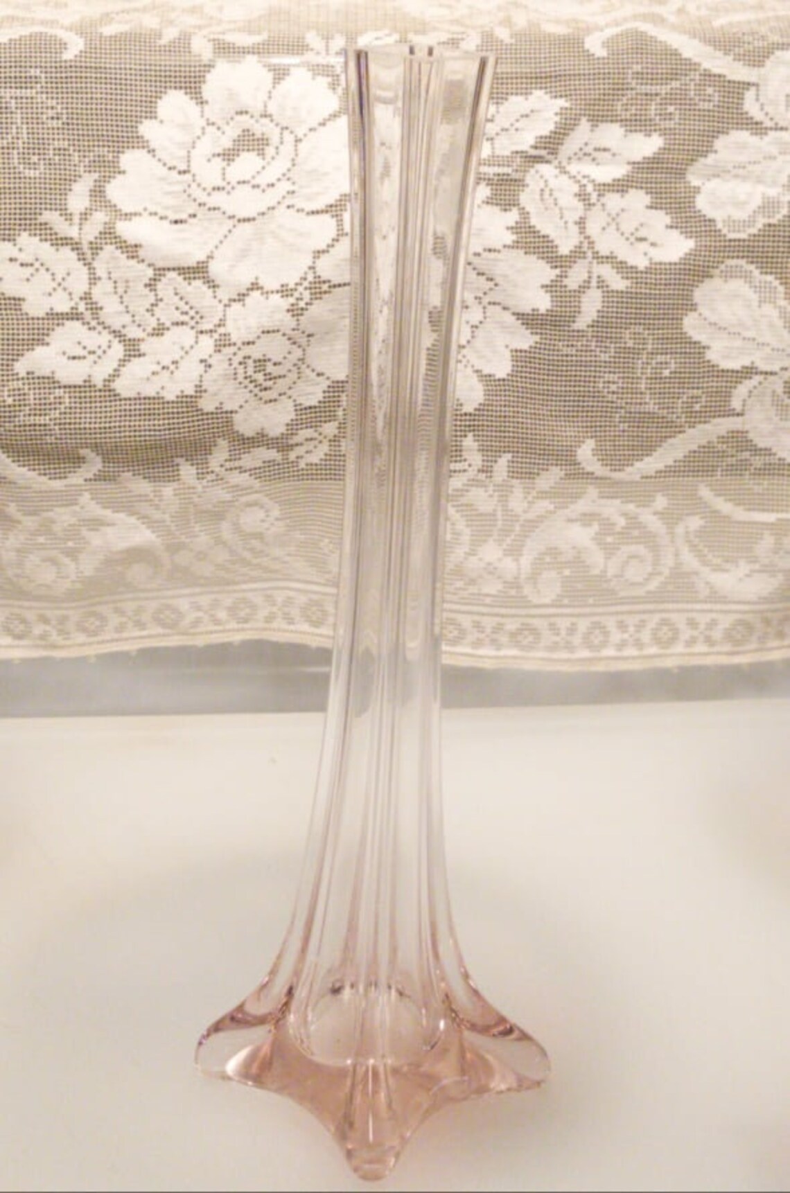 Vintage Pink Glass Stem Bud Vase Etsy