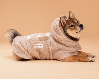 Customizable Dog Bathrobe | High-Quality Cotton | Teddy Ears | Quick Dry | Everyday Luxury | Peignoir pour chien | Beige | Teddy