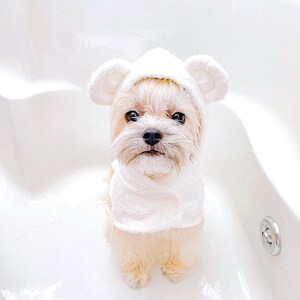 Customizable Dog Bathrobe | High-Quality Cotton | Teddy Ears | Quick Dry | Everyday Luxury | Peignoir pour chien | Vanilla