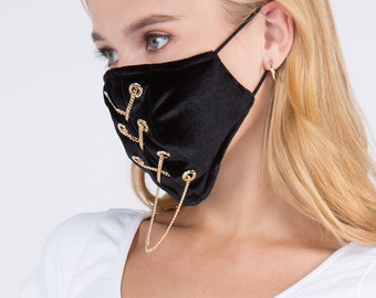 70% OFF !!!  Velvet Gold Chain Face Mask  and Rhinestone Crystal Mesh - Top Quality Perfect for Holiday