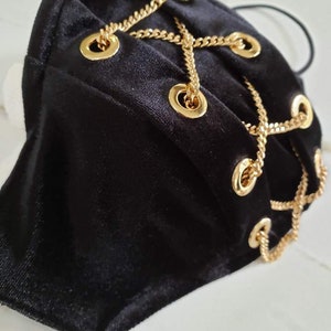 70% OFF Velvet Gold Chain Face Mask and Rhinestone Crystal Mesh Top Quality Perfect for Holiday image 6