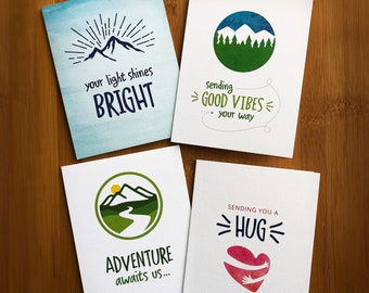 Kindness note cards, Mountain Cards for Friends, Encouragement, blank card, watercolor, nature, friendship, mountains, trees, mountains