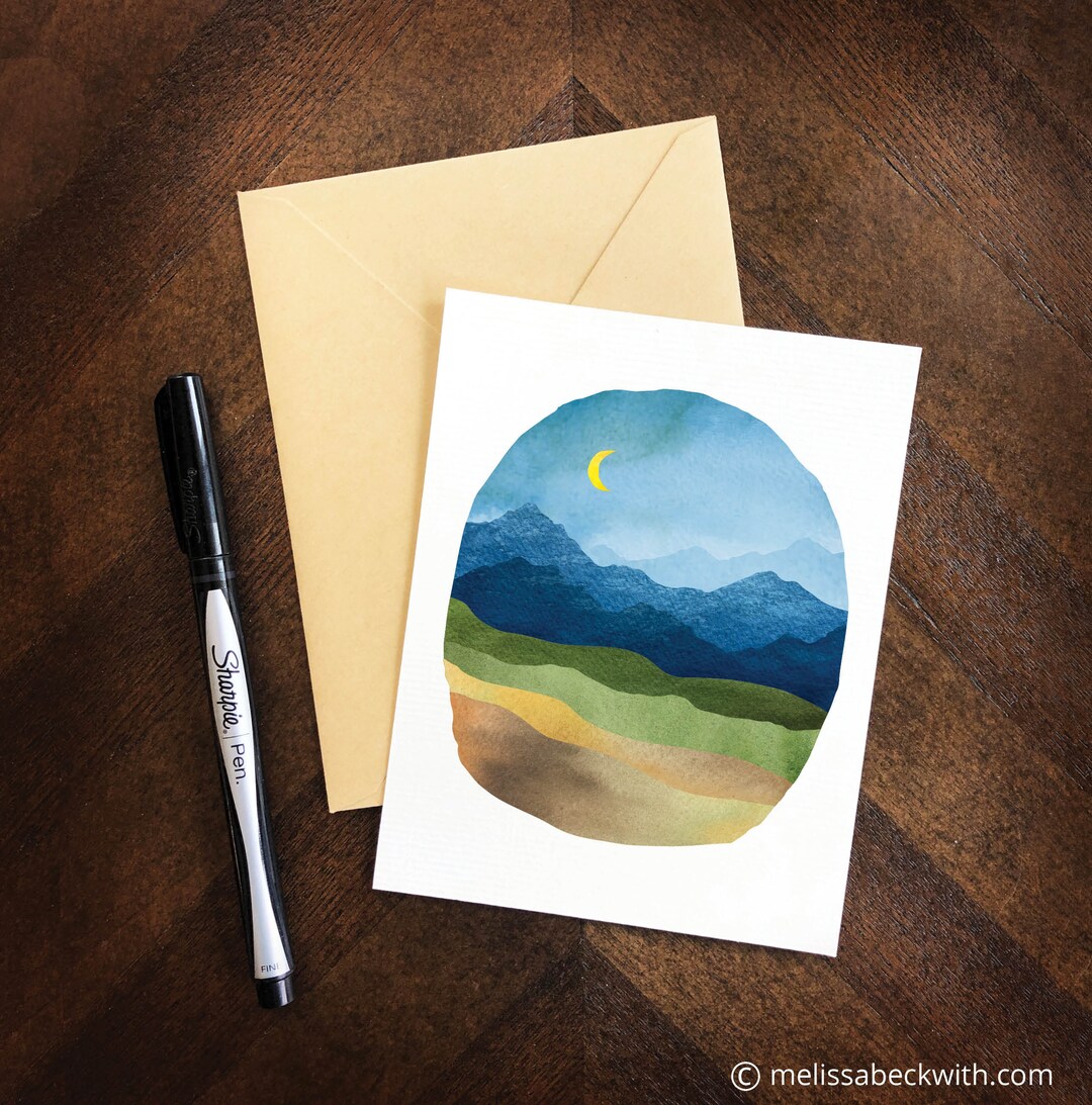 Watercolor Note Cards: Mountain and Nature Theme, Set of 4 - Etsy