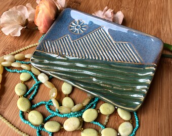 Mountain trinket dish, handmade pottery  ceramic dish for jewelry, soap or change