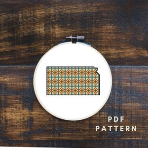 State of Kansas Geometric Cross Stitch PDF Pattern