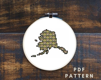 State of Alaska Geometric Cross Stitch PDF Pattern