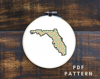 State of Florida Geometric Cross Stitch PDF Pattern