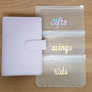 Pasta de ENVELOPES de CAIXA Lavanda | Carteiras de dinheiro | Fichário de orçamento | Pasta de poupança | Recheio de dinheiro | Pasta de argolas A6 | Fichário de fundos de amortização
