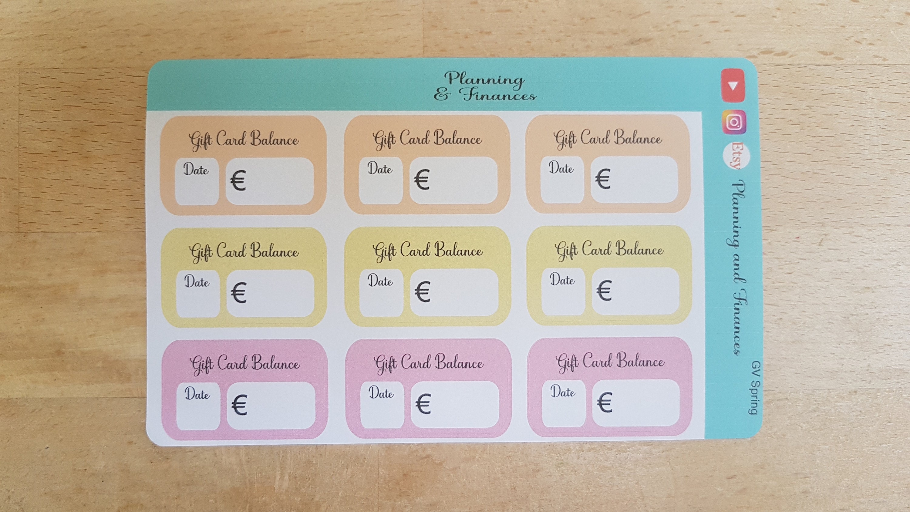 Cash Envelope & Gift Voucher Stickers, Planner Budget Stickers, A6 ...